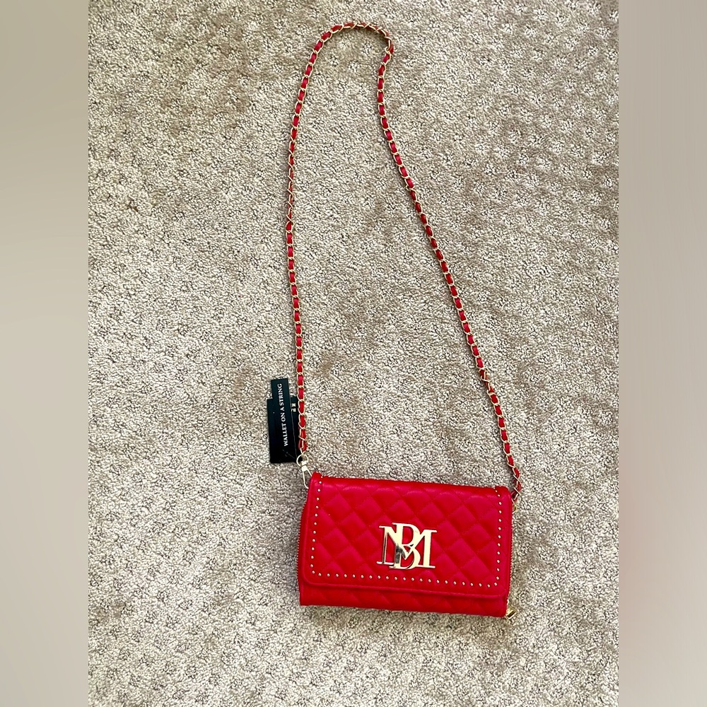 Badgley Mischka red bag/ wallet on chain